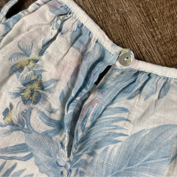 Lungo L'Arno Dress Women L White 100% Linen Floral Thin Straps Mini Tropical - Picture 8 of 10